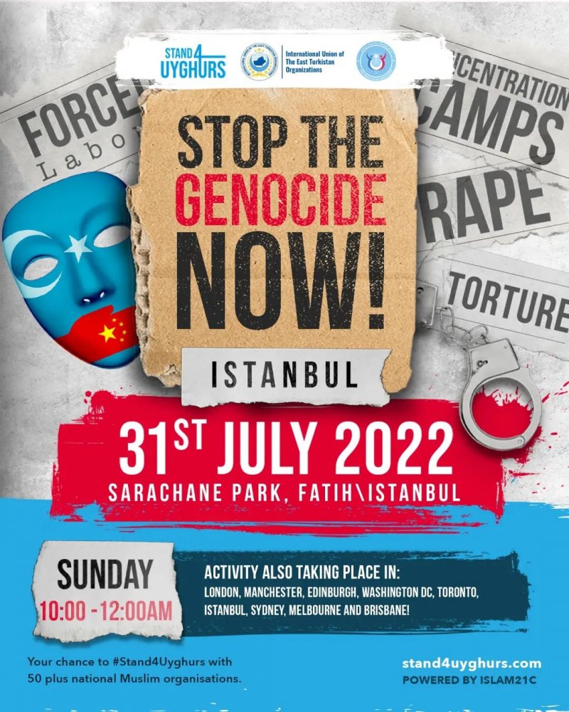 We invite you to the Istanbul program of the international movement that will be organized by 100+ NGOs around the globe with the aim to demonstrate a common stance against the Chinese genocide in #EastTurkistan